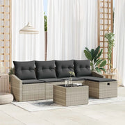 Set di divani con cuscino Grigio chiaro polyrattan