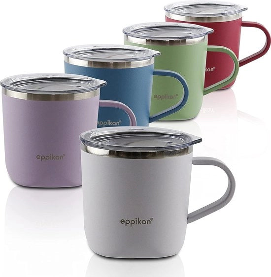 Bicchiere termico in acciaio inossidabile, beverino termico, beverino termico, tazza da caffè, bicchiere per bevande, beverino termico 220 ml, 280 ml con coperchio, per caffè e tè (220 ml, grigio gesso)