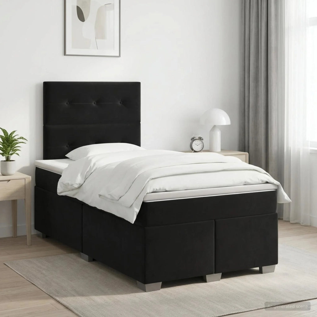 Letto box spring con materasso Nero 120 x 190 cm Velluto 3453604