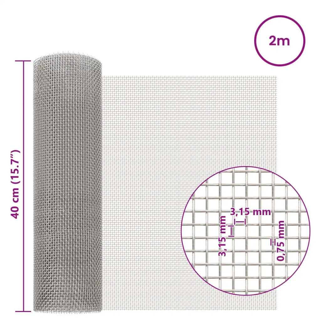 Rete per schermatura 40 x 200 cm 6 Mesh Argento 42039647