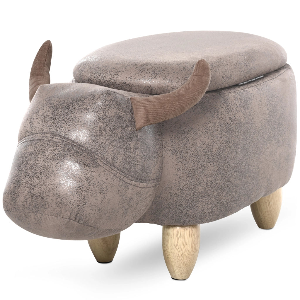 Pouf con Contenitore ¨C Minimal ¨C Marrone, Sintetico, Legno