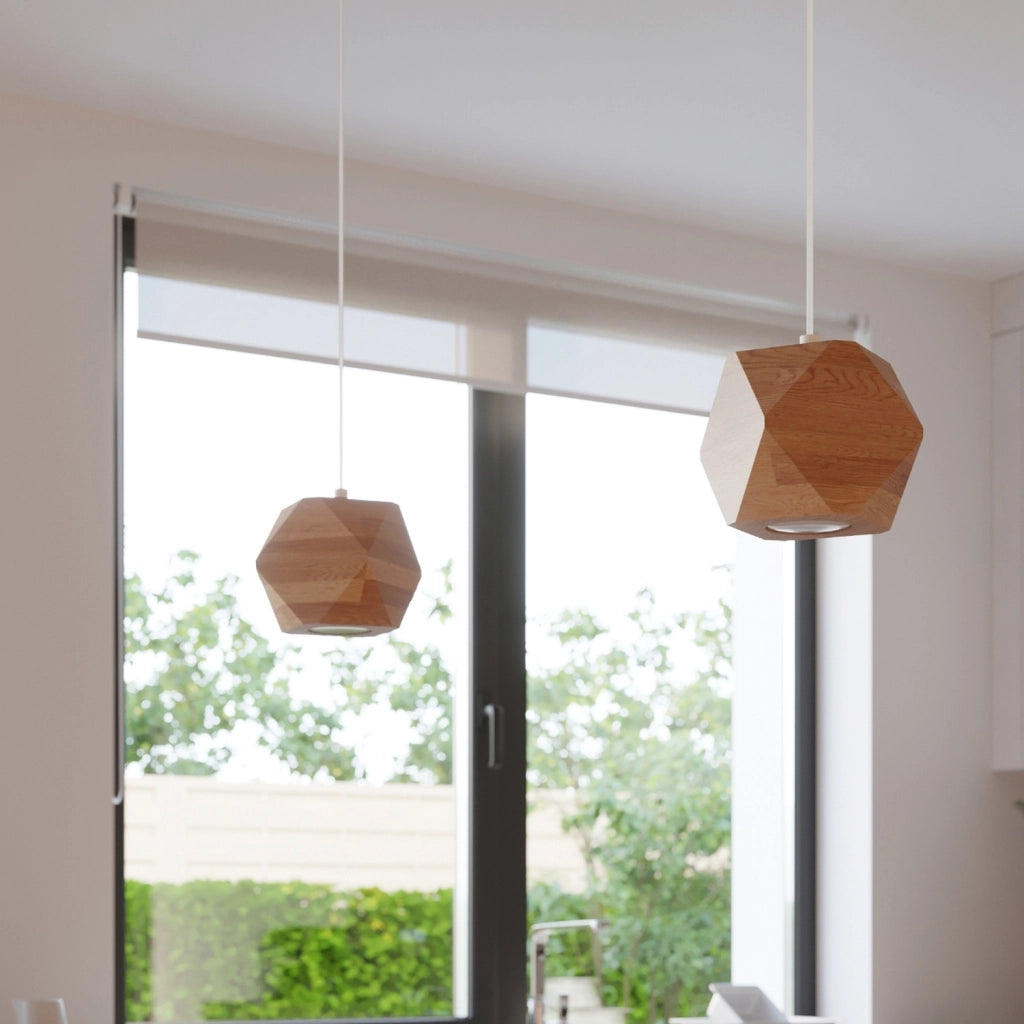Lampada da soffitto geometrica in legno naturale Woody Peach Puff a 3 luci IP20