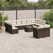 Set Divani da Giardino 13 pz con Cuscini Marrone in Polyrattan 3218443