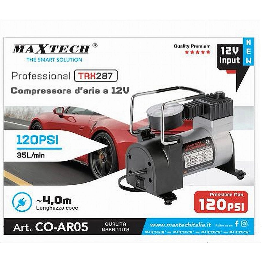 Trade Shop - Compressore D'aria A 12v 120psi 35l/min Per Auto Cavo 4mt Professionale Co-ar05 -