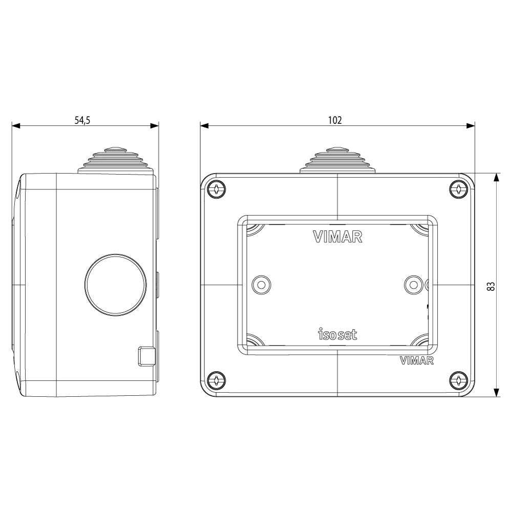 Vimar ip40 contenitore 3p protetto per serie civili eikon arkè e plana