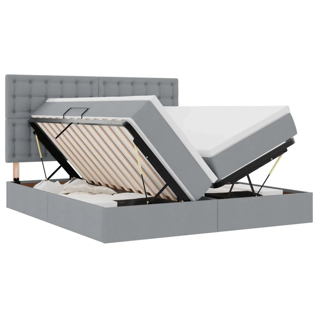 Letto con testiera Grigio chiaro 180 x 200 cm Tessuto