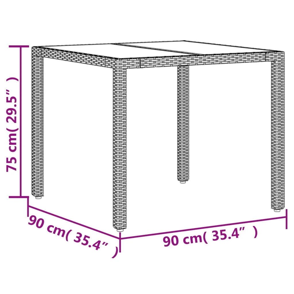 Set da Pranzo da Giardino 3 pz con Cuscini Polyrattan e Vetro 3278537