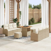Set Divano da Giardino con cuscino 9 pcs Beige polyrattan 3362346