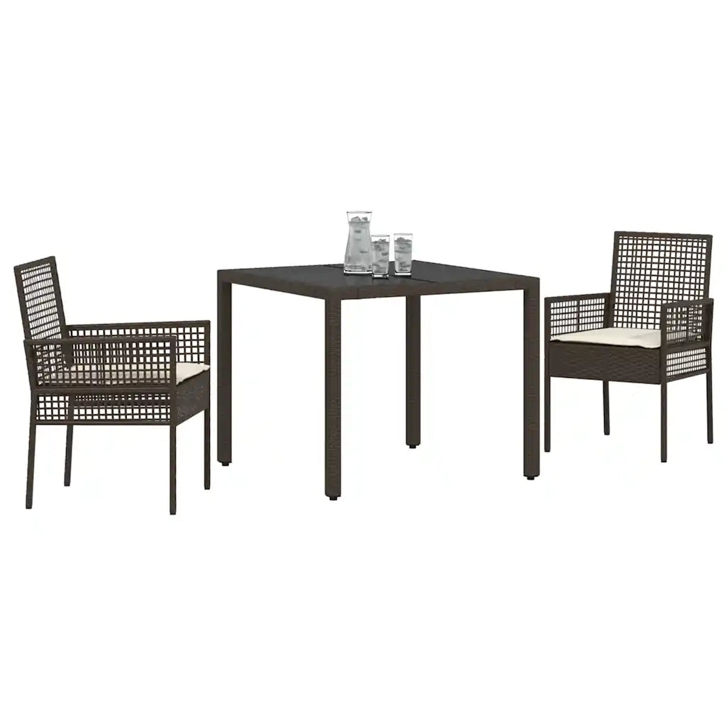 Set da Pranzo per Giardino 3 pcs Marrone polyrattan 3334863