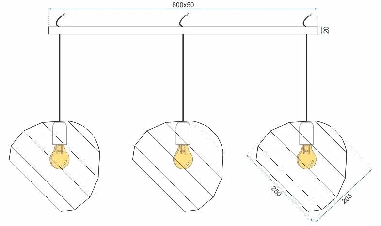 Lampada Da Soffitto Pensile Triangolare APP384-3CPR