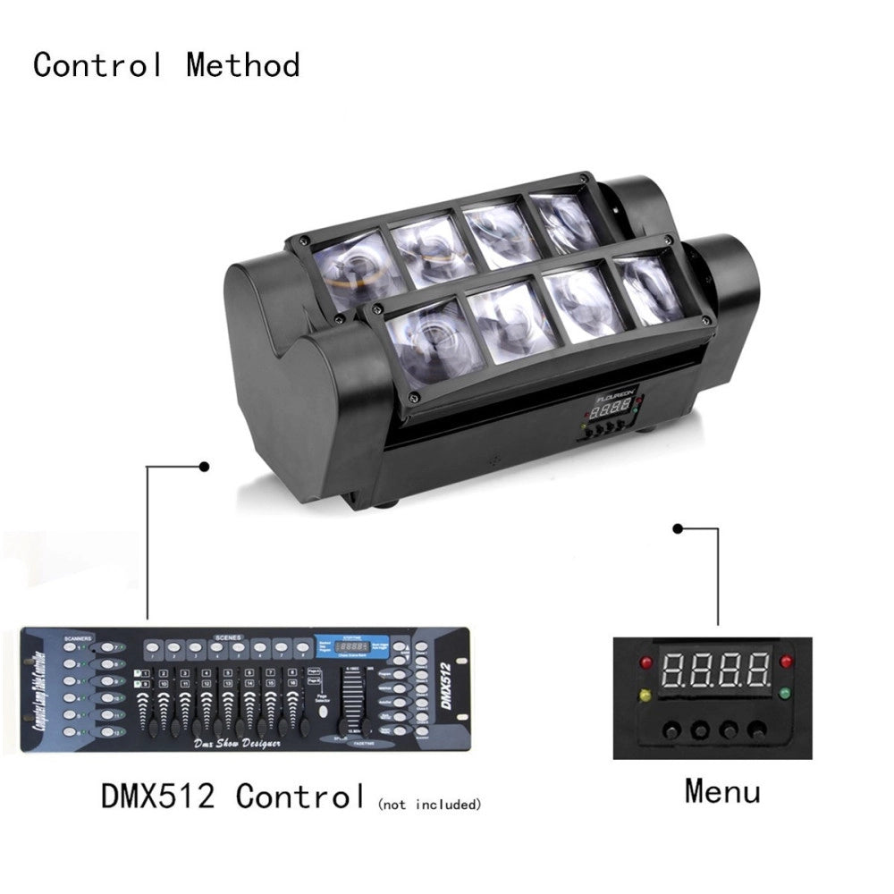 Trade Shop - Proiettore Mini Spider Testa Mobile Spot Light Dmx 512 Rgb Dj Discoteca 40w -