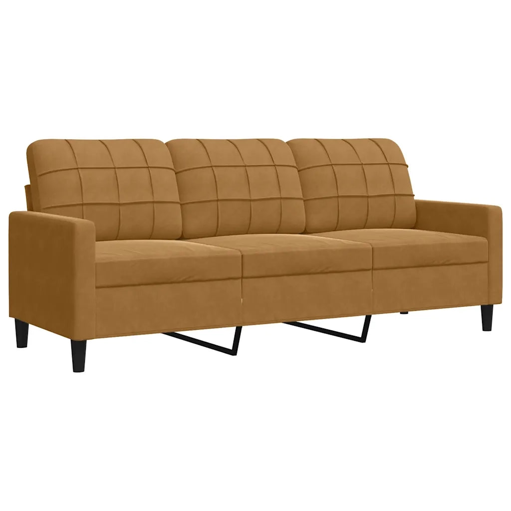 Set di Divani 3 pz con Cuscini e Rinforzi Marrone in Velluto 3278428