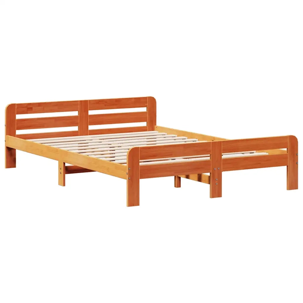 Letto senza Materasso-Struttura Letto Marrone Cera 150x200 cm in Legno di Pino 190329
