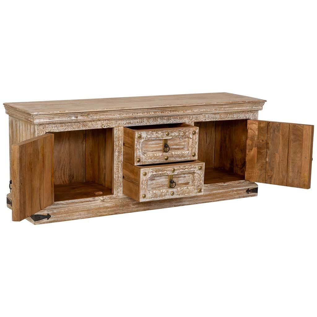 Mobiletto basso in legno bianco 165x46x65h cm