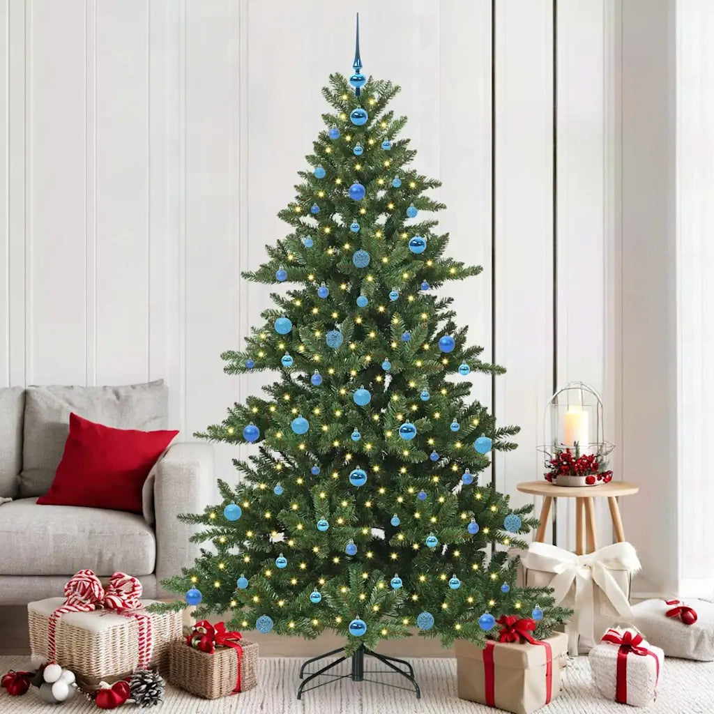 Albero di Natale Artificiale con Rami Pieghevoli Verde 210 cm