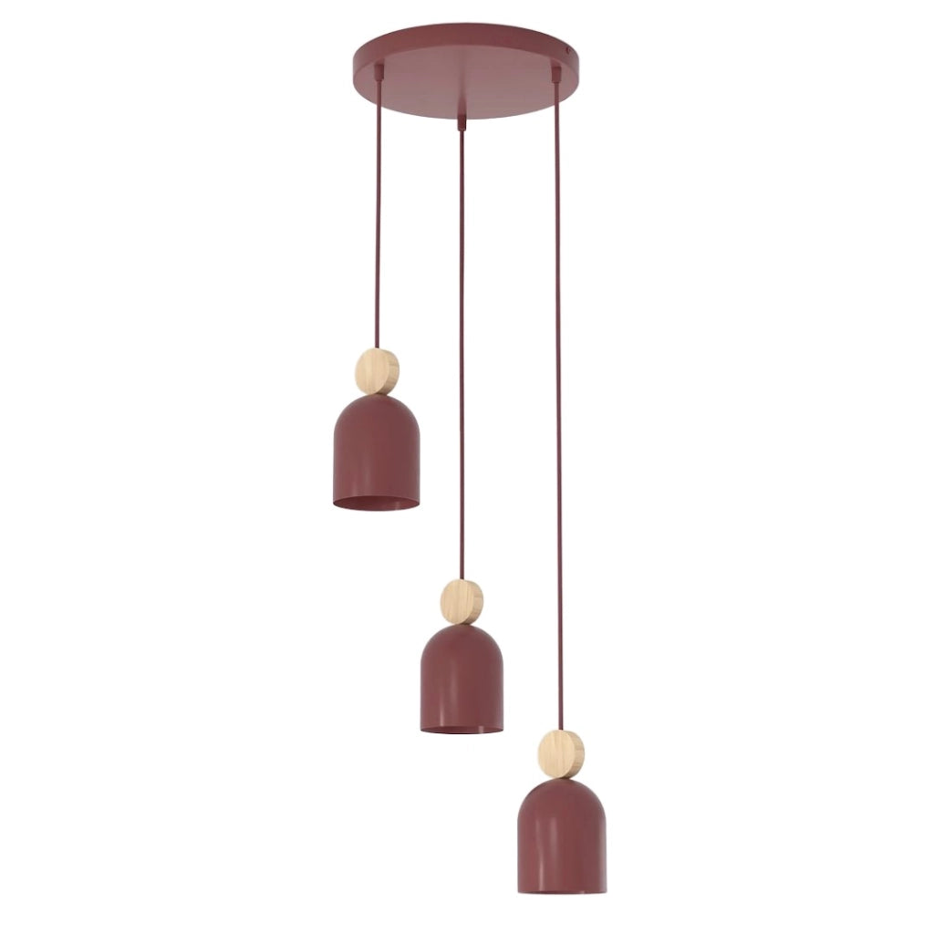 Lampada a sospensione MESI 3xGU10 bordeaux legno Emibig