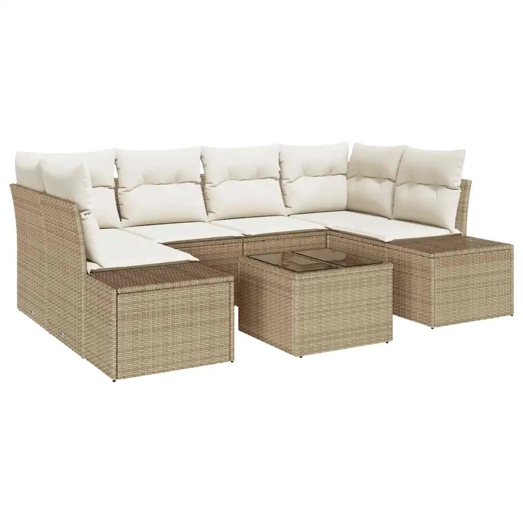 Set Divano da Giardino 8 pcs Beige e Crema polyrattan 3355630