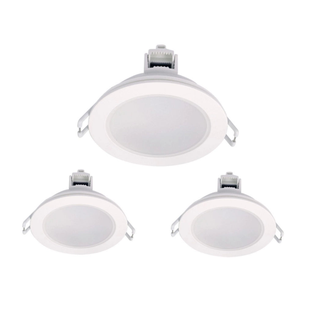 3 Faretti LED da Incasso Dimmerabili 5W 550LM 220V Rotondi Bianco D87mm H36mm Foro 70mm IP65 (Bianco Caldo 3000K)