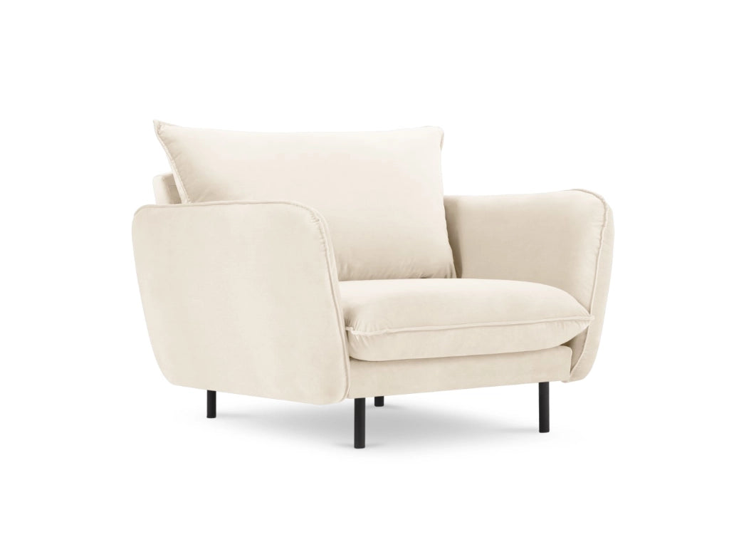 Cosmopolitan Design - Poltrona "Vienna" in velluto beige chiaro 