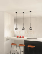 SOSPENSIONE JEWEL SINGOLA NERO VETRO FUME' ATTACCO E14 D.17CM