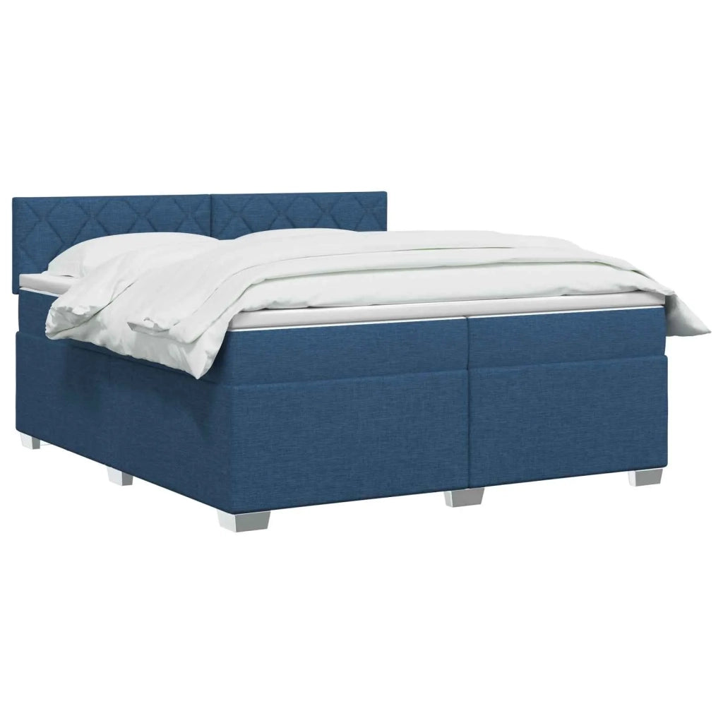 Letto box spring con materasso Blu 200 x 200 cm Tessuto 3450571