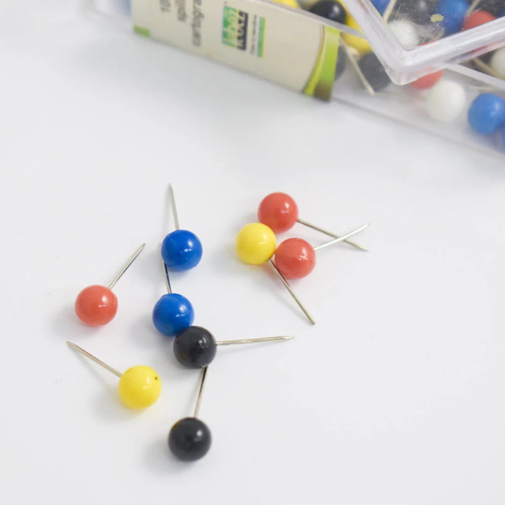Kit 100 spilli colorati fermafogli per lavagne sughero e feltro blu