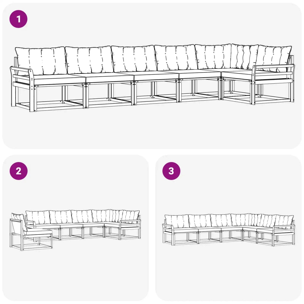 Set di divani da esterno con cuscino 6 pcs Naturale e Beige 3369508