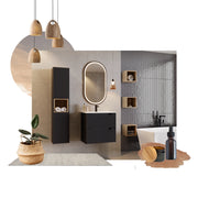Set mobili bagno 60 cm con piano Nova Black 60 cm