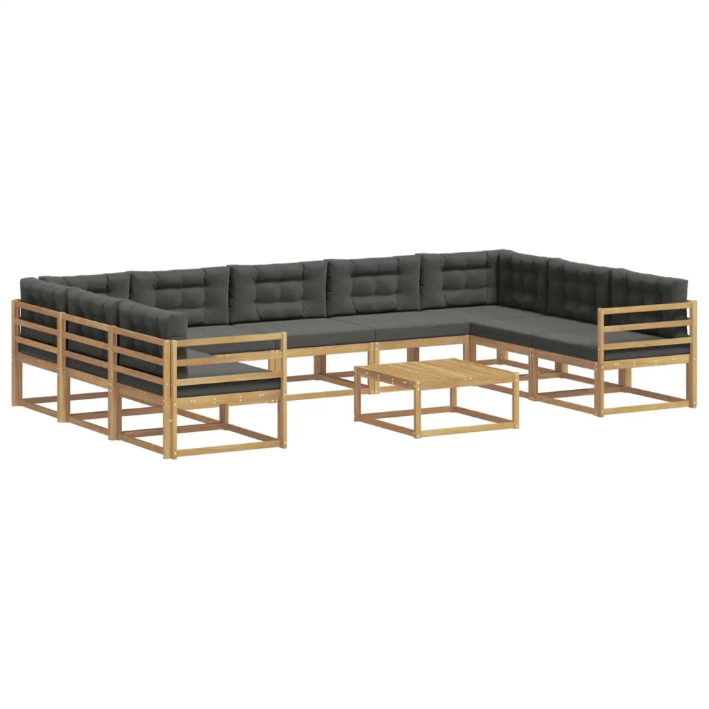 Set di divani da esterno 10 pz Bianco e Antracite 3387056
