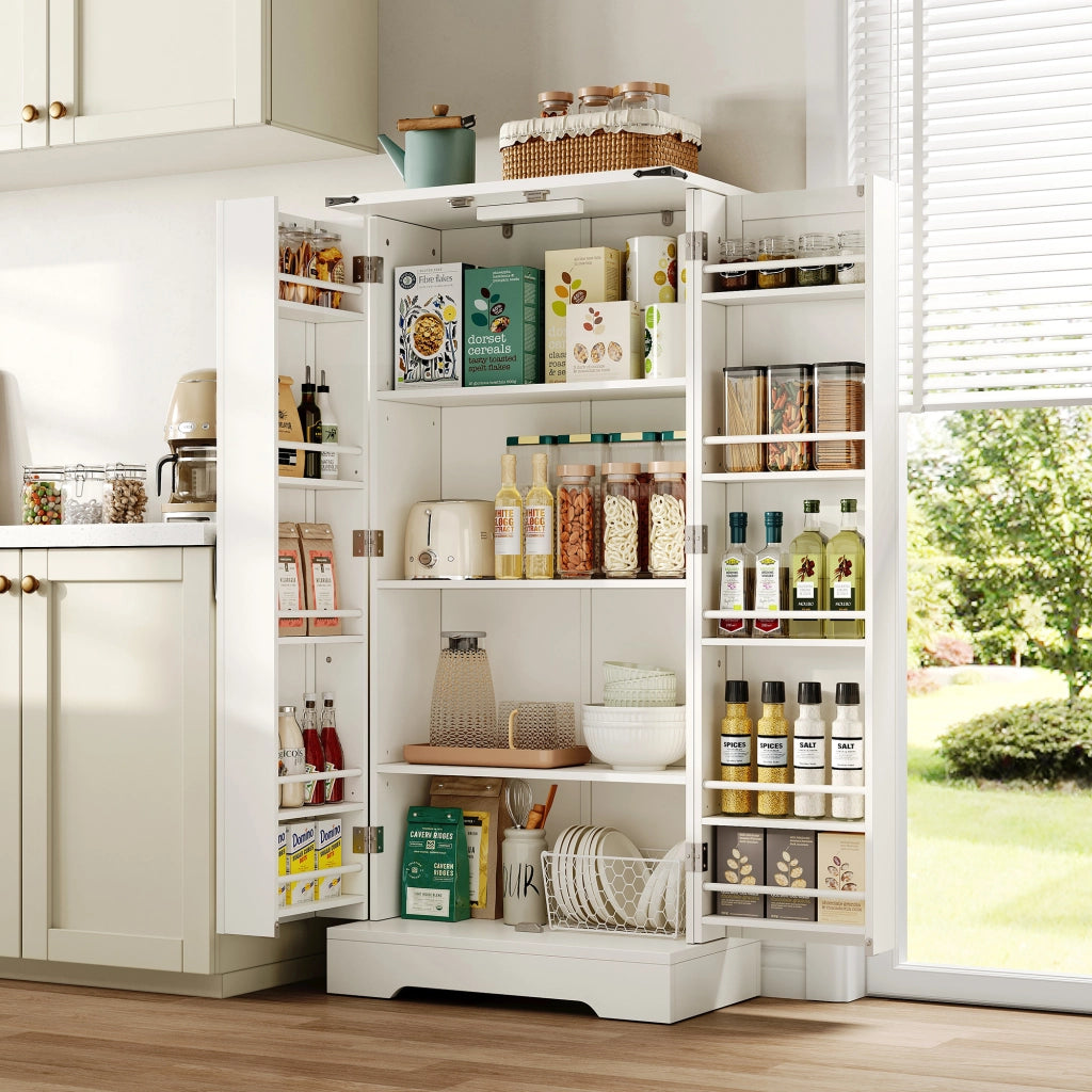 Credenza da Cucina con Ante e Ripiani ¨C MINIMAL ¨C Bianco, 128.5 cm