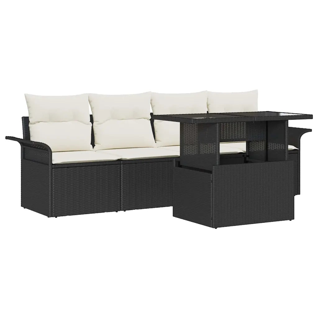 Set Divano da Giardino 5 pcs Nero Rattan in Polipropilene 3356920