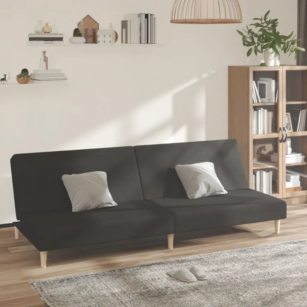 Divano Letto a 2 Posti-Sofa Letto 2 Posti-Daybed Nero in Tessuto 346334