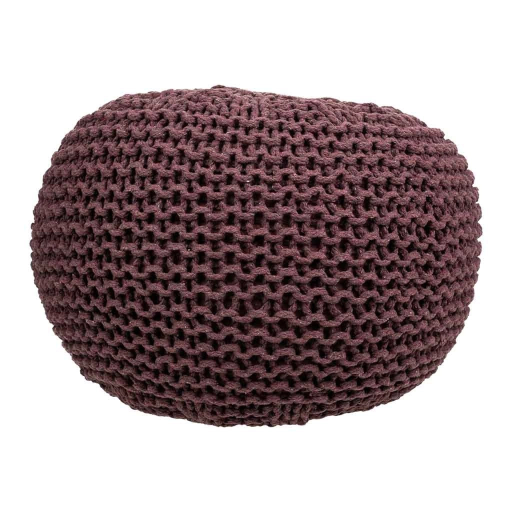 Puf in cotone intrecciato marrone 40x40x30h