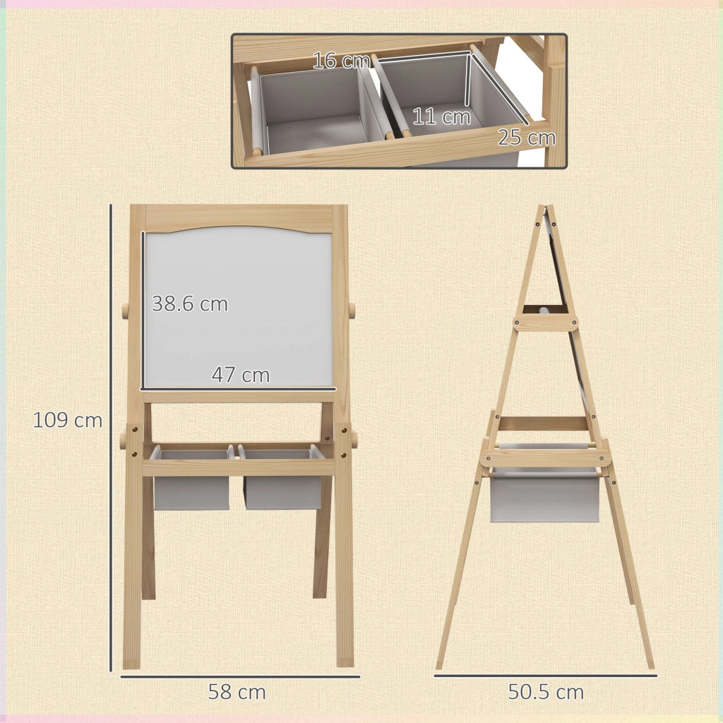 Lavagna Bambini con Cavalletto 3 in 1 e Cestini ¨C zephmum ¨C 58x50.5x109cm Legno