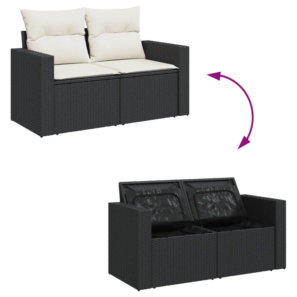 Set Divani da Giardino 11 pz con Cuscini in Polyrattan Nero 3256644
