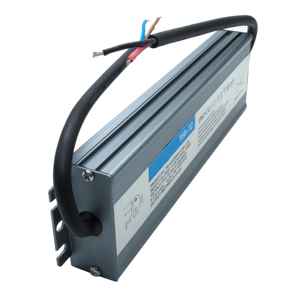 Alimentatore 150W IP67 trasformatore impermeabile in 230V out 12V dc 12.5A strisce luci LED telecamere DVR