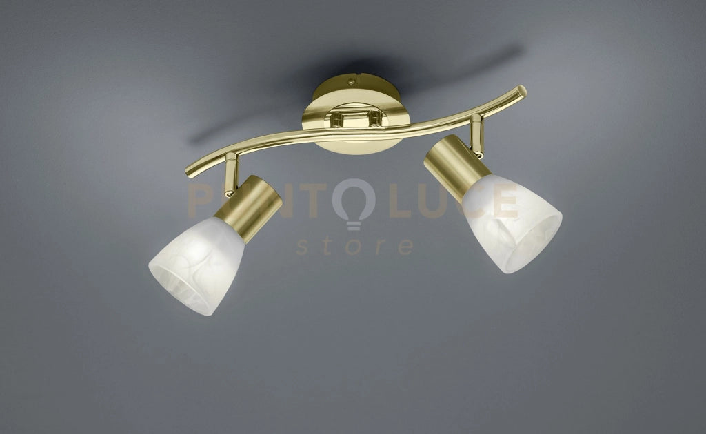 LEVISTO BARRA 2 SPOTS ORIENTABILE  OTTONE + VETRO  L.33CM 2 LUCI ATTACCO  E14  LAMPADINE INCLUSE 9,8W 940lm, 3000K