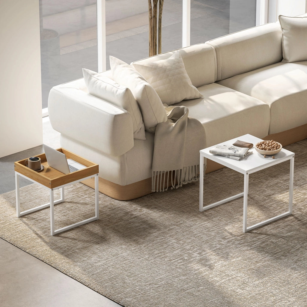 Tavolino da caff¨¨ nido 2 pezzi ¨C Minimal ¨C bianco e rovere
