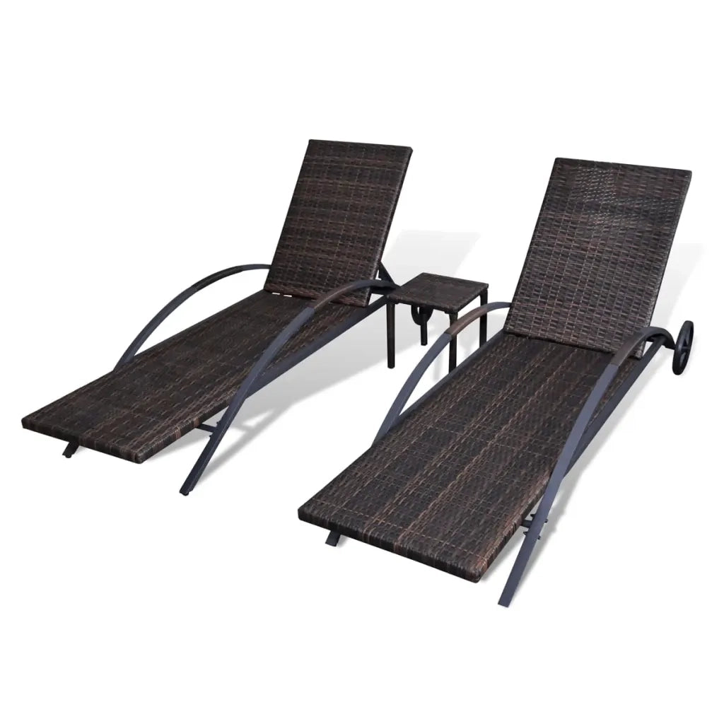 Lettini Prendisole con Tavolino in Polyrattan Marrone 42490
