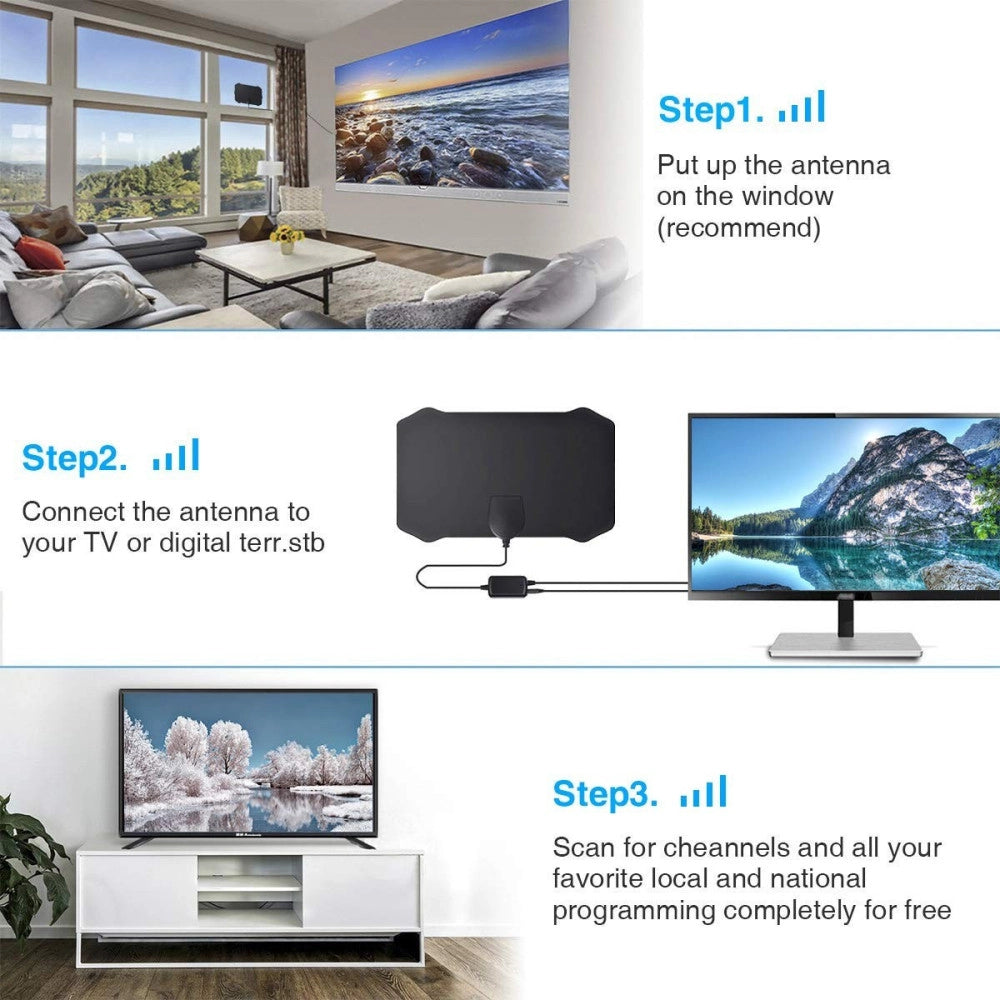 Trade Shop - Antenna Tv 50km Range Antenna Dvb-t 2 Hdtv Dtt Usb Interna Per Tv Digitale 1080p -