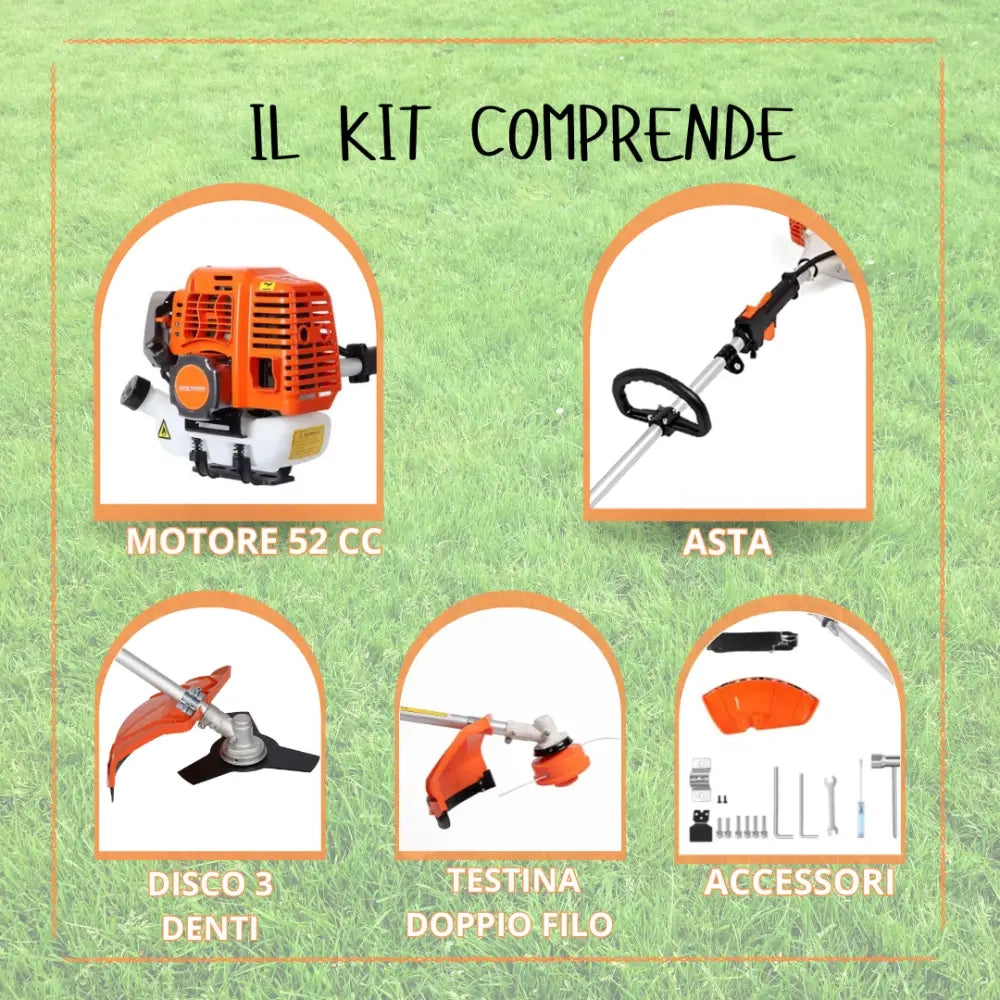 Decespugliatore a Scoppio 52cc, Tagliasiepi Professionale 2 in 1