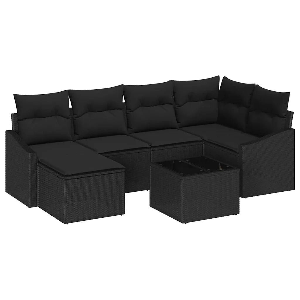 Set da Pranzo per Giardino con cuscino 7 pcs Nero 3355472