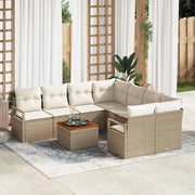 Set Divano da Giardino 9 pcs Beige e Crema polyrattan
