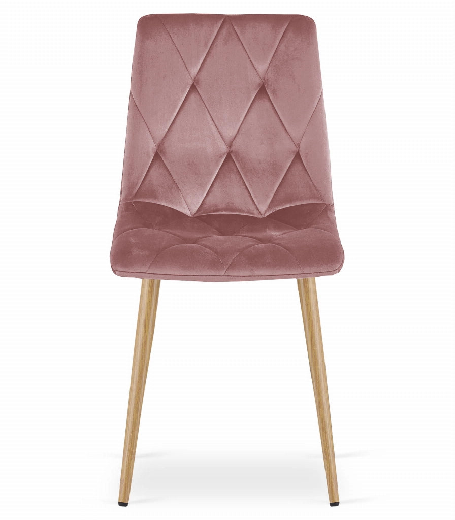 Sedia Valora TYRA in velluto rosa con gambe in legno