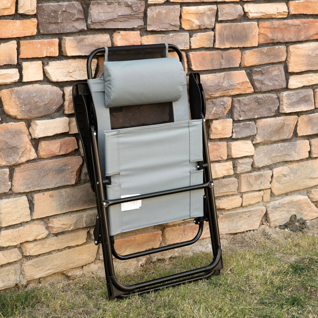 Sedia da giardino pieghevole con braccioli e schienale regolabile ¨C Minimal ¨C Grigio