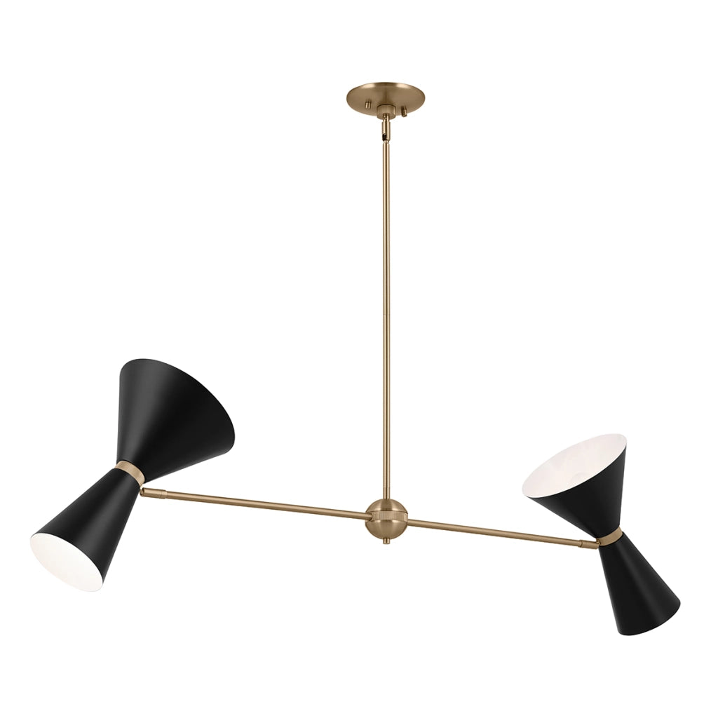 Lampada sospensione lineare Phix 130cm ottone/nero 4xE27