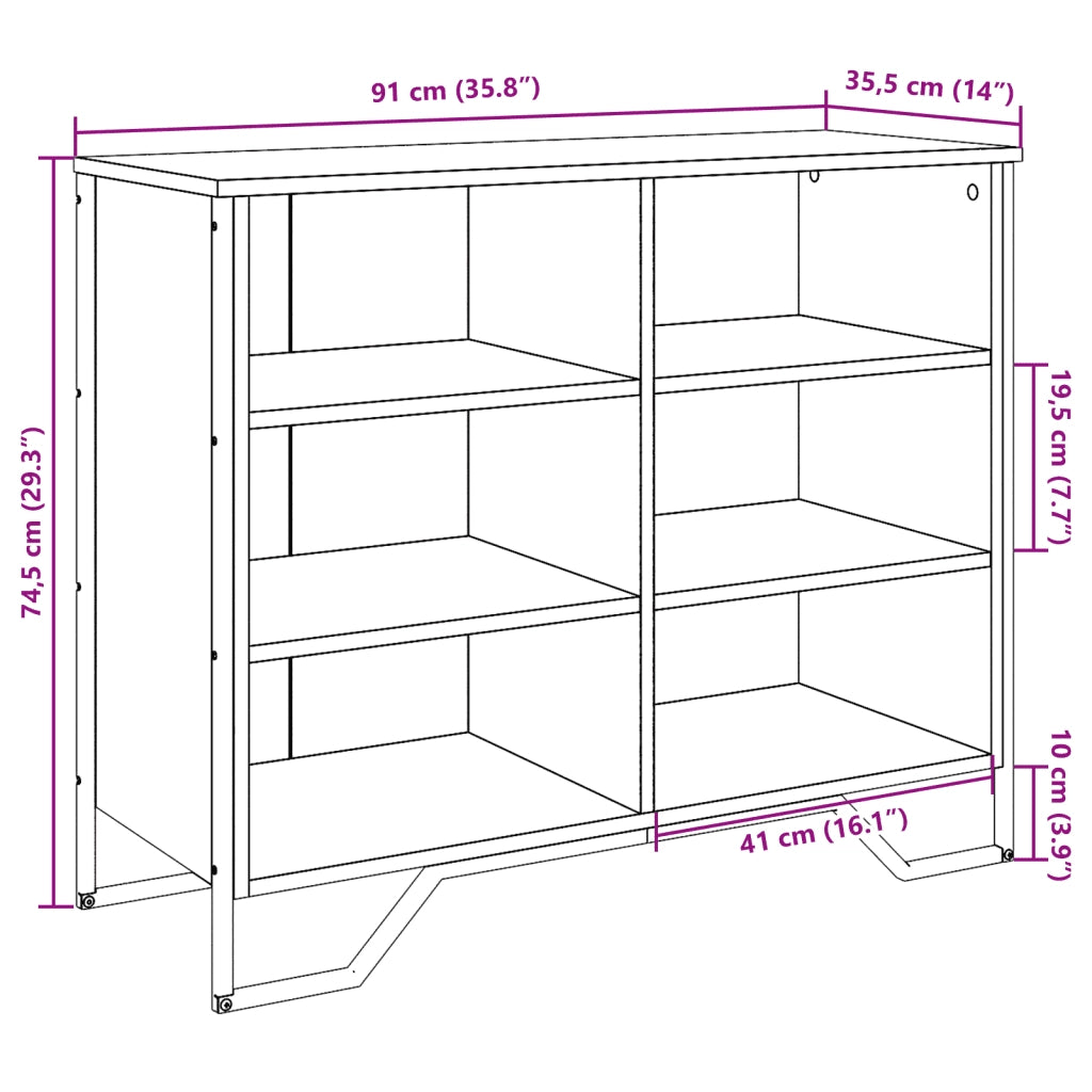 Credenza Grigio Sonoma 91x35,5x74,5 cm in Legno Multistrato 848552