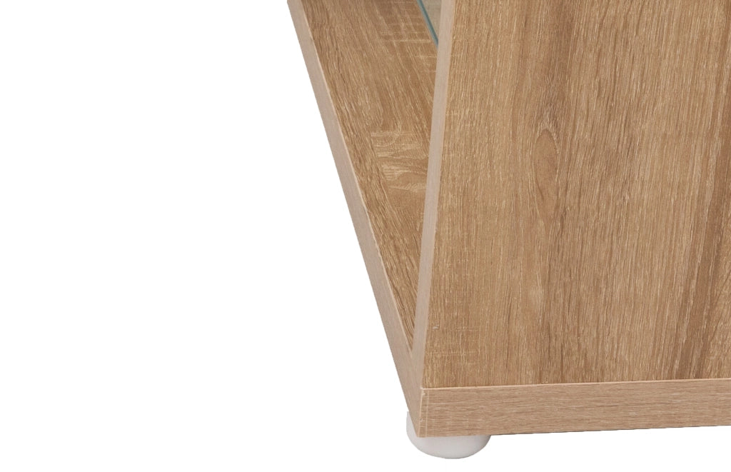 Mobile TV combinato - Zephmum - Bianco lucido e legno, LED regolabili