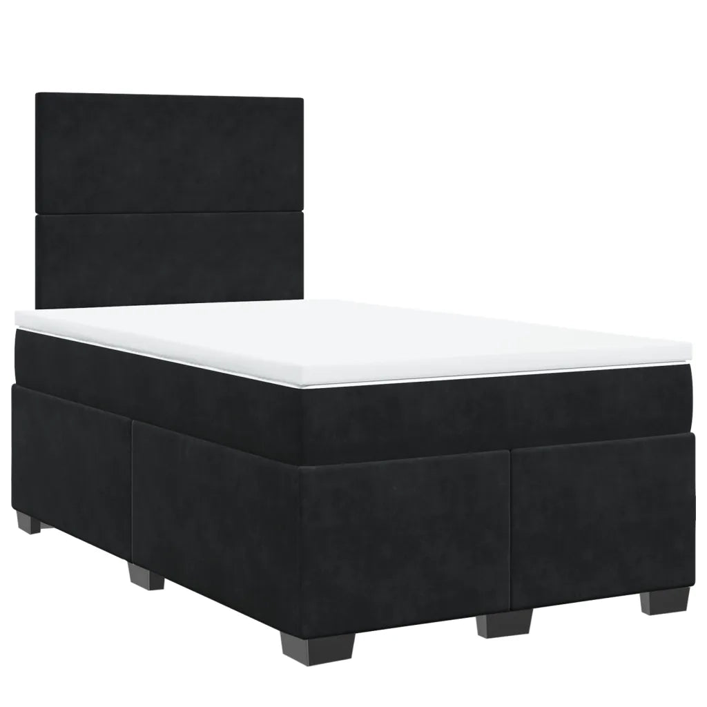 Giroletto a Molle con Materasso Nero 120x200 cm in Velluto