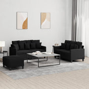 Set di Divani 3 pz con Cuscini Nero in Tessuto 3201660